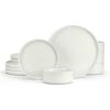 imageEfar Stoneware Dinnerware Sets 12Piece Plates and Bowls Dish Set for 4 Kitchen Modern Dinning Ware Chip and Scratch Resistant Microwave ampamp Dishwasher Safe Matte BlackStone White