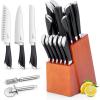 imageKnife Block Set for Kitchen Efar 17Piece High Carbon Forged Stainless Steel Knife Set Includes Chef Utility Paring Steak Serrated Bread Santoku Knife Sharpener  Full Tang DesignAbs Handle  Wooden Block