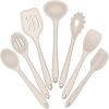 imageSilicone Cooking Utensils Set Efar 7Piece Blue Heat Resistant Kitchen Utensils Set Kitchen Nonstick Tools Spatula Ladle Spoon Pasta Server for Nonstick Cookware NonToxic ampamp Dishwasher safeKhaki