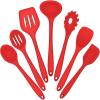imageSilicone Cooking Utensils Set Efar 7Piece Blue Heat Resistant Kitchen Utensils Set Kitchen Nonstick Tools Spatula Ladle Spoon Pasta Server for Nonstick Cookware NonToxic ampamp Dishwasher safeRed