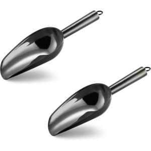 imageEfar 6 Ounce Ice Scoop Set of 2 Small Stainless Steel Scoops for Ice CubeCandyFlourSugar Metal Utility Scoops for Canisters Baking Kitchen Pantry Rust Free ampamp Dishwasher SafeBlack