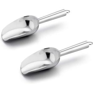 imageEfar 6 Ounce Ice Scoop Set of 2 Small Stainless Steel Scoops for Ice CubeCandyFlourSugar Metal Utility Scoops for Canisters Baking Kitchen Pantry Rust Free ampamp Dishwasher SafeSilver