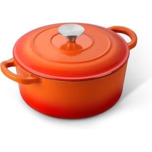 imageEfar 7QT Oval Dutch Oven Pot with Lid Enameled Cast Iron Dutch Oven with Dual Handles for Sourdough Bread Baking Cooking Nonstick Enamel Coated CookwareBlue NonToxic ampamp Easy CleanOrange