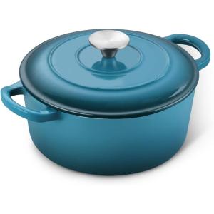 imageEfar 7QT Oval Dutch Oven Pot with Lid Enameled Cast Iron Dutch Oven with Dual Handles for Sourdough Bread Baking Cooking Nonstick Enamel Coated CookwareBlue NonToxic ampamp Easy CleanTeal Mist