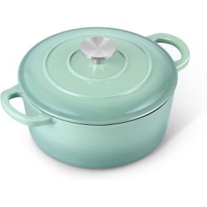 imageEfar 7QT Oval Dutch Oven Pot with Lid Enameled Cast Iron Dutch Oven with Dual Handles for Sourdough Bread Baking Cooking Nonstick Enamel Coated CookwareBlue NonToxic ampamp Easy CleanSage Green