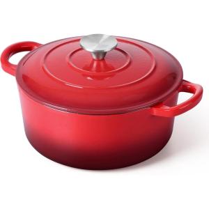 imageEfar 7QT Oval Dutch Oven Pot with Lid Enameled Cast Iron Dutch Oven with Dual Handles for Sourdough Bread Baking Cooking Nonstick Enamel Coated CookwareBlue NonToxic ampamp Easy CleanRed