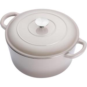 imageEfar 7QT Oval Dutch Oven Pot with Lid Enameled Cast Iron Dutch Oven with Dual Handles for Sourdough Bread Baking Cooking Nonstick Enamel Coated CookwareBlue NonToxic ampamp Easy CleanKhaki