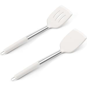 imageEfar Cooking Utensils Set of 4 Silicone Kitchen Utensils for Nonstick Cookware Heat Resistant ampamp Nontoxic Slotted Spatula Solid Spoon Turner for Flipping Mixing Serving BastingPinkWhite