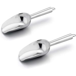 imageEfar Mini Ice Scoop Set of 2 3 Ounce Stainless Steel Scoops for Ice CubeCandyFlourSugar Metal Utility Scoops for Canisters Baking Kitchen Pantry Rust Proof ampamp Dishwasher SafeSilver