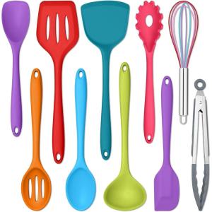 imageEfar Silicone Cooking Utensils Set 24Pcs Heat Resistant Kitchen Utensil with Holder Silicone Kitchen Tools with Spatula Turner Spoon Tongs Whisk NonToxic ampamp Dishwasher Safe KhakiColorful