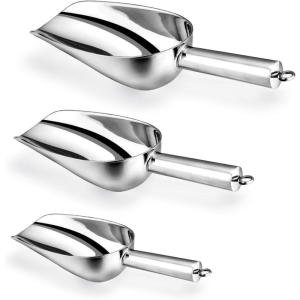 imageIce Scoop Efar Stainless Steel Kitchen Utility Scoop Set Ideal for Ice CubeCoffee BeanFoodCandyFlourPopcorn Set of 3 5812 Ounce5812 Ounce