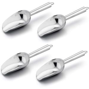 imageMini Ice Scoop Set of 4 Efar 3 Ounce Gold Stainless Steel Scoops for CandyFlourSugar Small Metal Scoops for PartyCanisters JarsKitchen BarIce Maker Rust Proof ampamp Dishwasher SafeSilver