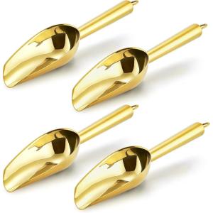 imageMini Ice Scoop Set of 4 Efar 3 Ounce Gold Stainless Steel Scoops for CandyFlourSugar Small Metal Scoops for PartyCanisters JarsKitchen BarIce Maker Rust Proof ampamp Dishwasher SafeGold
