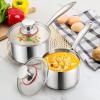 image123QT Saucepan with Lid Set of 3 Efar 1810 Stainless Steel Sauce Pan Pot Metal Triply Cookware for Kitchen Cooking Pasta Warming Milk Boiling Water Induction Ready ampamp Heavy Duty1QT  3QT