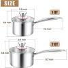 image123QT Saucepan with Lid Set of 3 Efar 1810 Stainless Steel Sauce Pan Pot Metal Triply Cookware for Kitchen Cooking Pasta Warming Milk Boiling Water Induction Ready ampamp Heavy Duty1QT  2QT