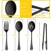 image12Piece Large Serving Utensils Set Efar Stainless Steel 98 Inch Serving Slotted Spoons 99 Inch Fork 94 Inch Tong for Buffet Catering Banquet Mirror Finish ampamp Dishwasher SafeBlack8