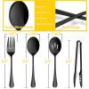 image12Piece Large Serving Utensils Set Efar Stainless Steel 98 Inch Serving Slotted Spoons 99 Inch Fork 94 Inch Tong for Buffet Catering Banquet Mirror Finish ampamp Dishwasher SafeBlack12