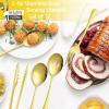 image12Piece Large Serving Utensils Set Efar Stainless Steel 98 Inch Serving Slotted Spoons 99 Inch Fork 94 Inch Tong for Buffet Catering Banquet Mirror Finish ampamp Dishwasher SafeGold12