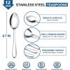 image12Piece Teaspoons Efar 67 Inches Stainless Steel Small Spoons for Home Kitchen Restaurant Mirror Polished ampamp Dishwasher SafeRaindrop Edged Handle