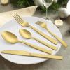 image20Piece Matte Black Silverware Set Efar Stainless Steel Flatware Set Service for 4 Metal Cutlery Eating Utensils Tableware Includes ForksSpoonsKnives Square EdgeGold