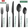 image20Piece Matte Black Silverware Set Efar Stainless Steel Flatware Set Service for 4 Metal Cutlery Eating Utensils Tableware Includes ForksSpoonsKnives Square EdgeBlack