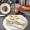 image20Piece Matte Black Silverware Set Efar Stainless Steel Flatware Set Service for 4 Metal Cutlery Eating Utensils Tableware Includes ForksSpoonsKnives Square EdgeGold