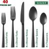image20Piece Matte Black Silverware Set Efar Stainless Steel Flatware Set Service for 4 Metal Cutlery Eating Utensils Tableware Includes ForksSpoonsKnives Square EdgeBlack