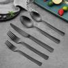 image20Piece Matte Black Silverware Set Efar Stainless Steel Flatware Set Service for 4 Metal Cutlery Eating Utensils Tableware Includes ForksSpoonsKnives Square EdgeBlack