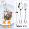 image24Piece Spoons and forks Set Efar Stainless Steel Pearled 12 Dinner Forks and 12 Dinner Spoons Modern Metal Silverware Flatware Cutlery for Kitchen and Restaurant Dishwasher Safe79 Inch24