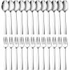 image24Piece Spoons and forks Set Efar Stainless Steel Pearled 12 Dinner Forks and 12 Dinner Spoons Modern Metal Silverware Flatware Cutlery for Kitchen and Restaurant Dishwasher Safe79 Inch24