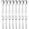 image24Piece Spoons and forks Set Efar Stainless Steel Pearled 12 Dinner Forks and 12 Dinner Spoons Modern Metal Silverware Flatware Cutlery for Kitchen and Restaurant Dishwasher Safe79 Inch16