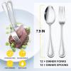 image24Piece Spoons and forks Set Efar Stainless Steel Pearled 12 Dinner Forks and 12 Dinner Spoons Modern Metal Silverware Flatware Cutlery for Kitchen and Restaurant Dishwasher Safe79 Inch24