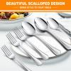 image24Piece Spoons and forks Set Efar Stainless Steel Pearled 12 Dinner Forks and 12 Dinner Spoons Modern Metal Silverware Flatware Cutlery for Kitchen and Restaurant Dishwasher Safe79 Inch24