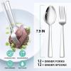 image24Piece Spoons and forks Set Efar Stainless Steel Pearled 12 Dinner Forks and 12 Dinner Spoons Modern Metal Silverware Flatware Cutlery for Kitchen and Restaurant Dishwasher Safe79 Inch24