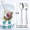 image24Piece Spoons and forks Set Efar Stainless Steel Pearled 12 Dinner Forks and 12 Dinner Spoons Modern Metal Silverware Flatware Cutlery for Kitchen and Restaurant Dishwasher Safe79 Inch24