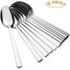 imageDinner Spoons Set of 6 Efar 79 Inch Stainless Steel Soup Spoons Tablespoons for Home Kitchen or Restaurant Nontoxic ampamp Mirror Polished Squared Edge ampamp Dishwasher Safe67 Inches
