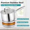 imageEfar 1 Quart Saucepan with Lid Stainless Steel Small Sauce Pan Boiling Pot for Cooking Compatible with All Stoves Healthy ampamp Non Toxic Oven ampamp Dishwasher Safe2QT  3QT