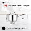 imageEfar 1 Quart Saucepan with Lid Stainless Steel Small Sauce Pan Boiling Pot for Cooking Compatible with All Stoves Healthy ampamp Non Toxic Oven ampamp Dishwasher Safe1QT