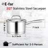 imageEfar 1 Quart Saucepan with Lid Stainless Steel Small Sauce Pan Boiling Pot for Cooking Compatible with All Stoves Healthy ampamp Non Toxic Oven ampamp Dishwasher Safe2QT