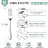 imageEfar 12Piece Salad Forks Stainless Steel 67 Inches Stainless Steel Fork Set for Home Kitchen Restaurant Mirror Finish Dishwasher SafeRound Handle