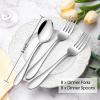 imageEfar 16Piece Dinner Forks and Spoons Stainless Steel Silverware Flatware Eating Utensils Set for Home Kitchen Restaurant Food Grade Metal ampamp Simple Design Mirror Finish ampamp Dishwasher Safe 8 Inch16