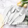 imageEfar 16Piece Dinner Forks and Spoons Stainless Steel Silverware Flatware Eating Utensils Set for Home Kitchen Restaurant Food Grade Metal ampamp Simple Design Mirror Finish ampamp Dishwasher Safe 8 Inch16