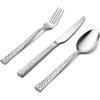 imageEfar 24Piece Hammered Forks Spoons and Knives Set Silverware Set for 8 Stainless Steel Square Flatware Set for Home Kitchen Restaurant Mirror Polished ampamp Dishwasher Safe24