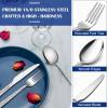 imageEfar 24Piece Hammered Forks Spoons and Knives Set Silverware Set for 8 Stainless Steel Square Flatware Set for Home Kitchen Restaurant Mirror Polished ampamp Dishwasher Safe24