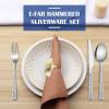 imageEfar 24Piece Hammered Forks Spoons and Knives Set Silverware Set for 8 Stainless Steel Square Flatware Set for Home Kitchen Restaurant Mirror Polished ampamp Dishwasher Safe24