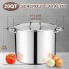 imageEfar 24Quart Large Stock Pot Stainless Steel Stockpot with Lid for Boiling Cooking Soup Stew Canning Heavy Duty TriPly Bottom Works wInduction Commercial Grade ampamp Dishwasher Safe20 Quarts
