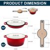 imageEfar 5 Quart Enameled Cast Iron Dutch Oven 2 in 1 Dutch Oven Pot with Skillet Lid and Silicone Bread Sling Ideal for Bread Baking Cooking Stewing Frying Induction ampamp Oven Safe  RedRed