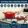 imageEfar 5 Quart Enameled Cast Iron Dutch Oven 2 in 1 Dutch Oven Pot with Skillet Lid and Silicone Bread Sling Ideal for Bread Baking Cooking Stewing Frying Induction ampamp Oven Safe  RedRed