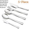 imageEfar 5Piece Serving Utensils Stainless Steel Square Edge Hostess Serving Set for Buffet Party Kitchen Restaurant Mirror Finished ampamp Dishwasher SafeSilver