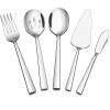 imageEfar 5Piece Serving Utensils Stainless Steel Square Edge Hostess Serving Set for Buffet Party Kitchen Restaurant Mirror Finished ampamp Dishwasher SafeSilver